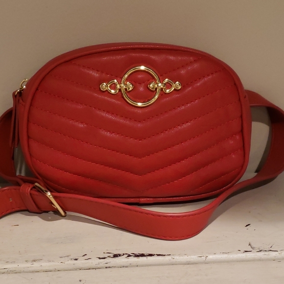 Topshop Bags Topshop Red Padded Faux Leather Fanny Pack Poshmark